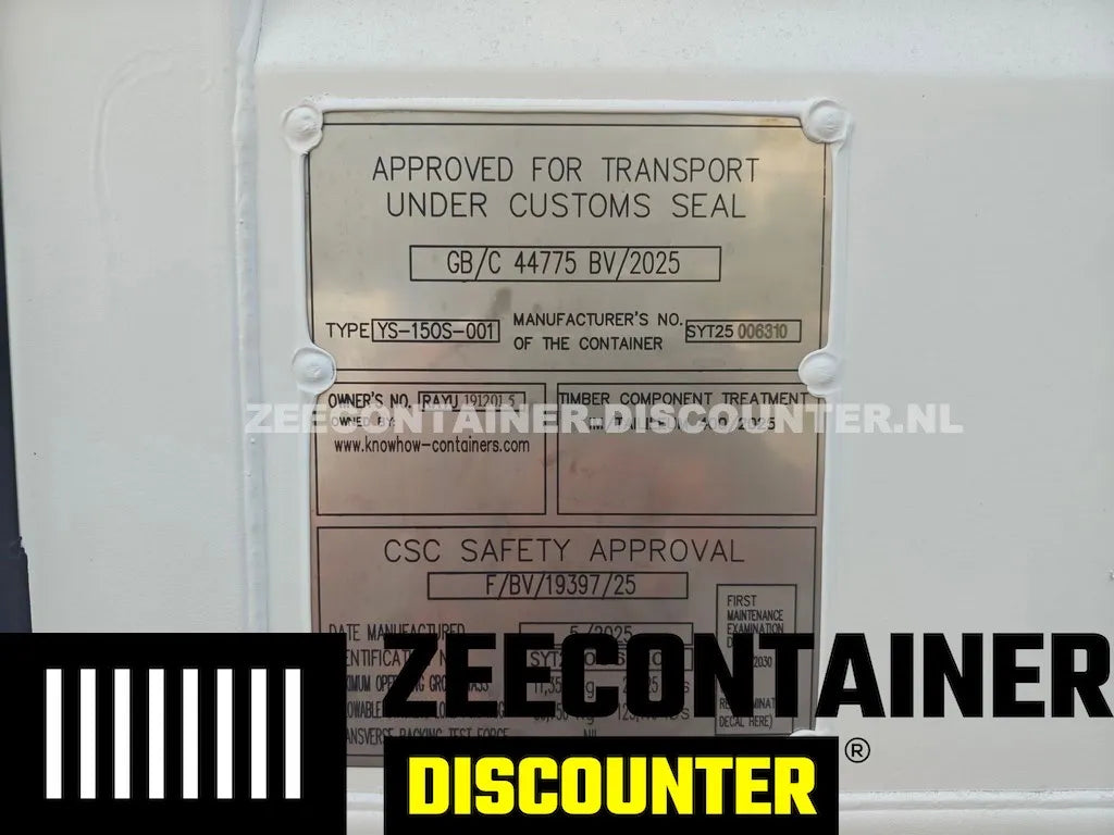 10ft High-Cube Open Side Zeecontainer – RAL 9010 Zuiver wit – Nieuw (CSC) Zeecontainer Discounter