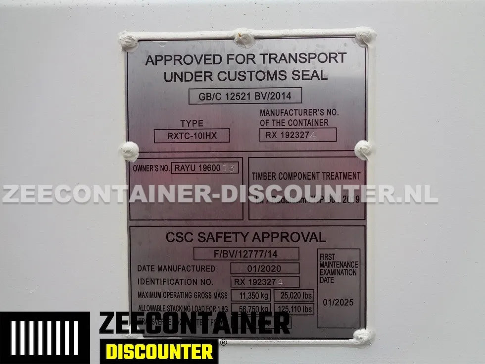 10ft High-Cube Zeecontainer – RAL 9010 Zuiver wit – Nieuw (CSC) Zeecontainer Discounter