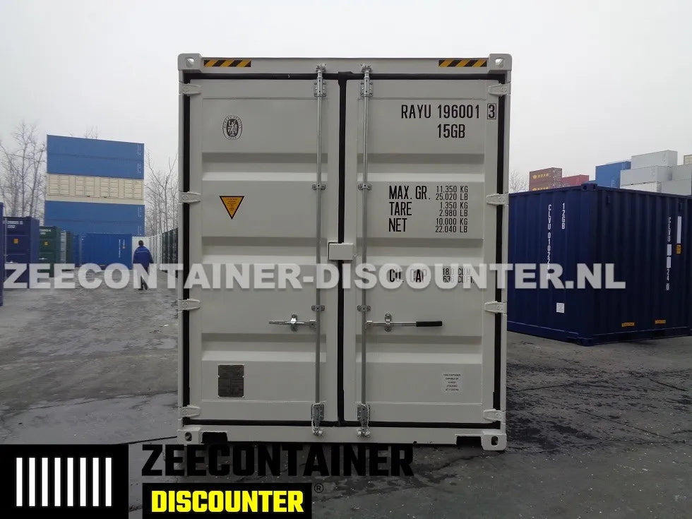 10ft High-Cube Zeecontainer – RAL 9010 Zuiver wit – Nieuw (CSC) Zeecontainer Discounter