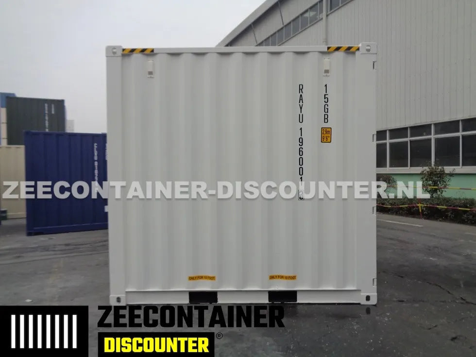 10ft High-Cube Zeecontainer – RAL 9010 Zuiver wit – Nieuw (CSC) Zeecontainer Discounter