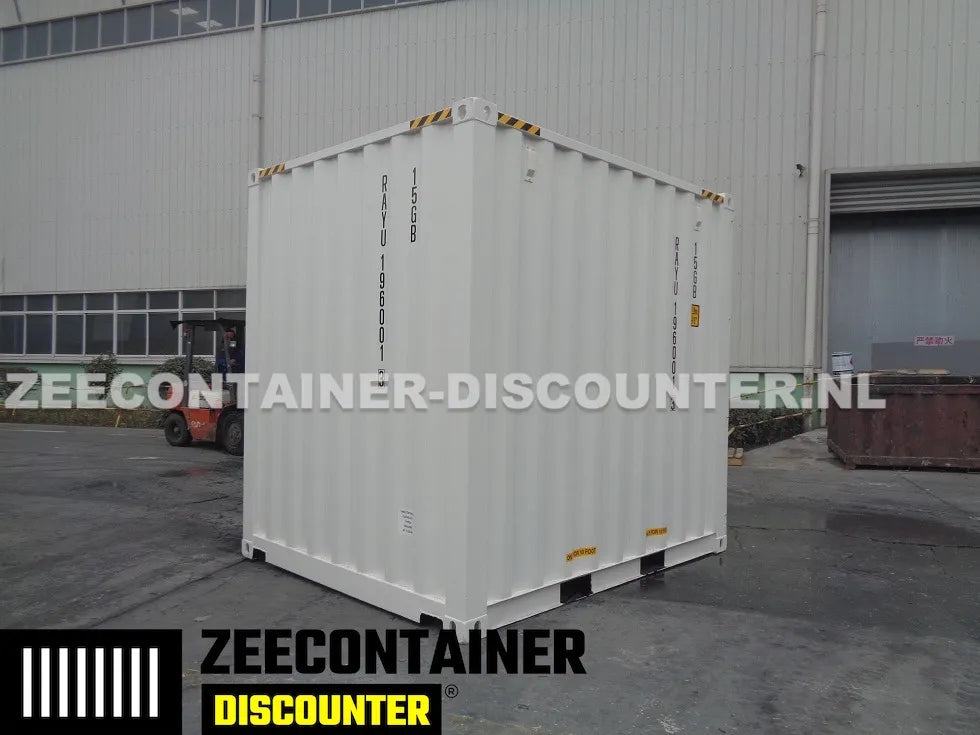 10ft High-Cube Zeecontainer – RAL 9010 Zuiver wit – Nieuw (CSC) Zeecontainer Discounter