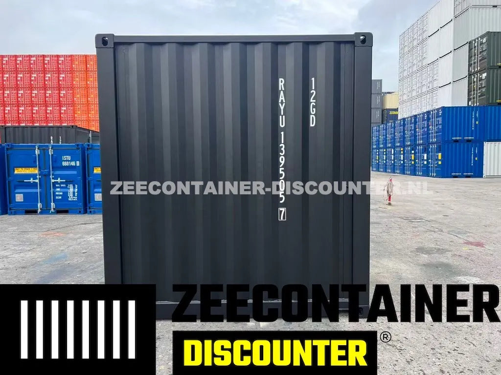 10ft Open Side Zeecontainer – RAL 9005 Gitzwart – Nieuw (CSC) Zeecontainer Discounter