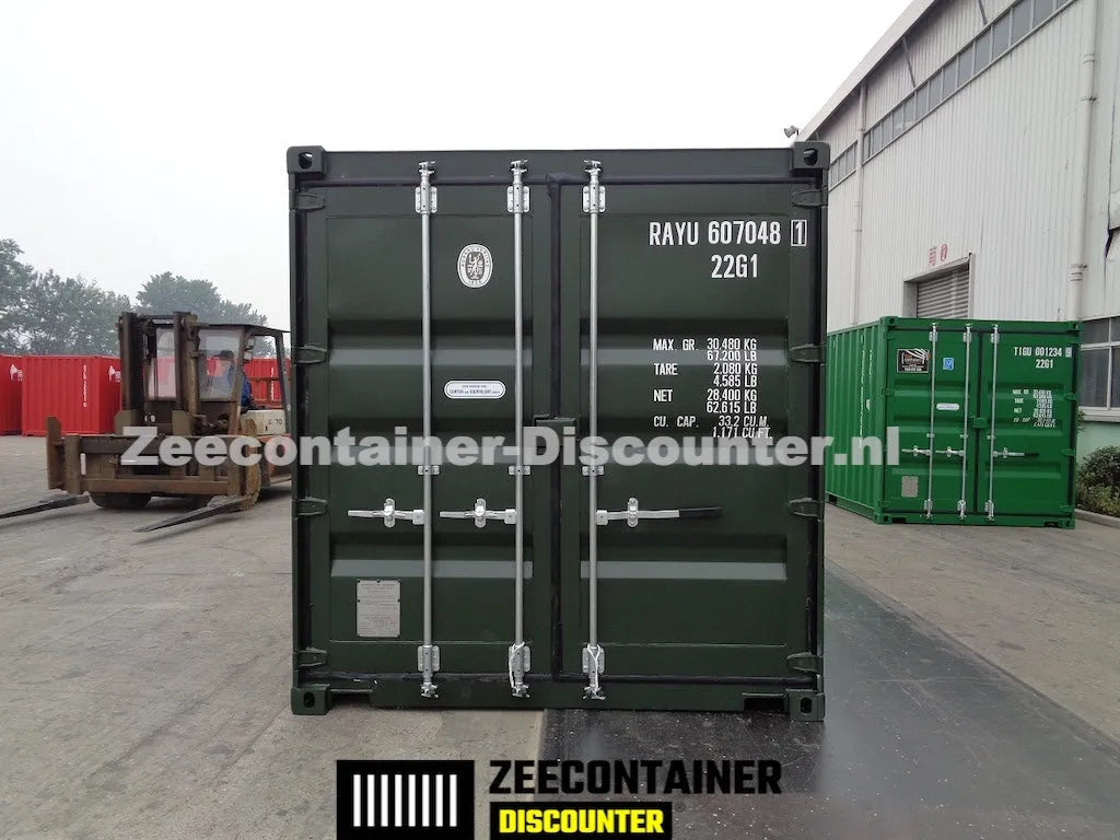 20ft Zeecontainer (Dry Van) – RAL 6007 Flessengroen – Nieuw Zeecontainer Discounter