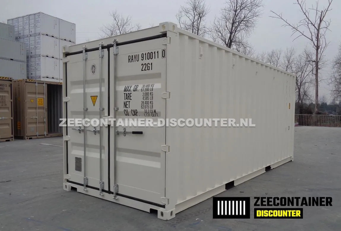 20ft Zeecontainer (Dry Van) – RAL 9010 Zuiver wit – Nieuw Zeecontainer Discounter