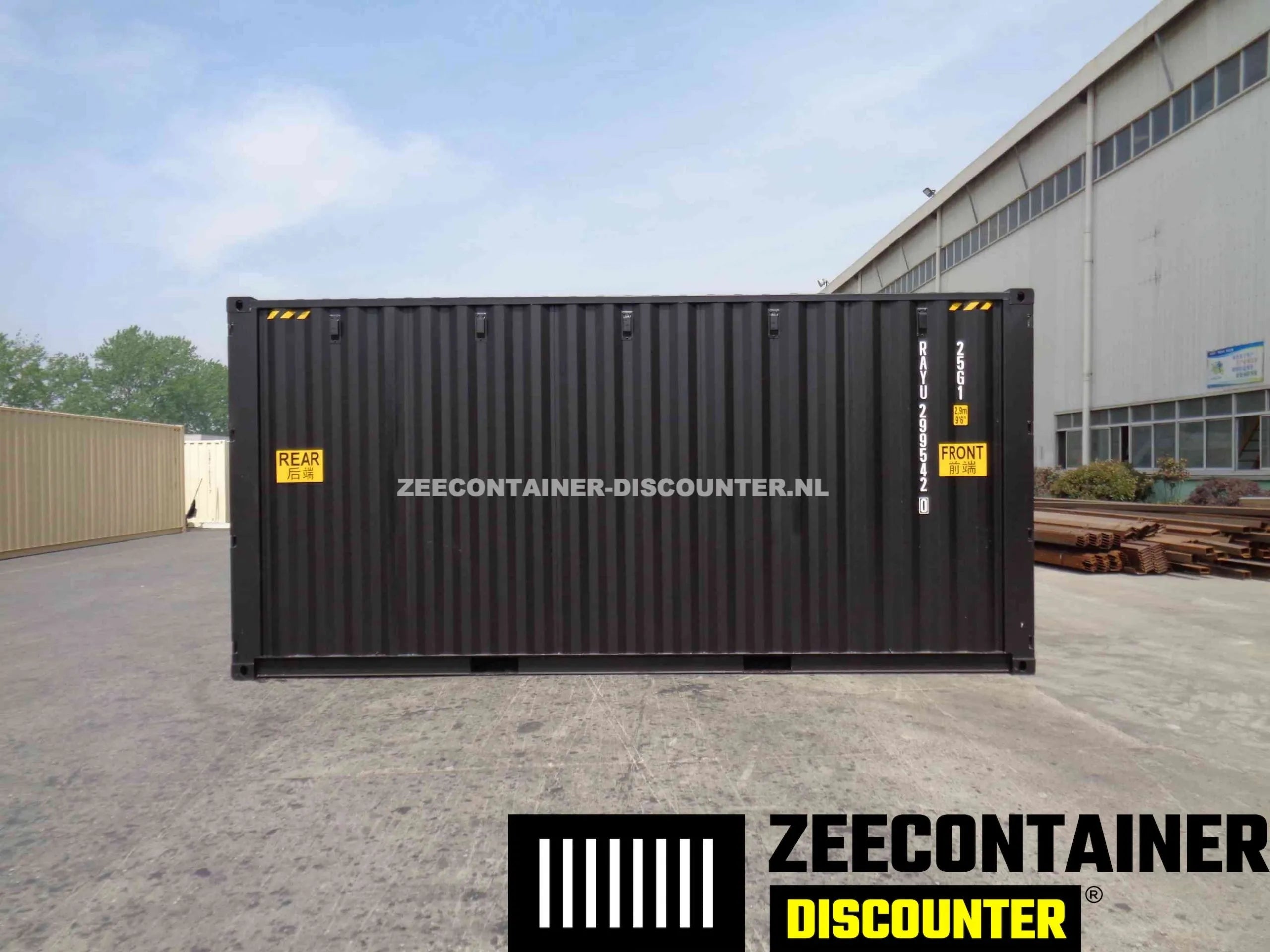 20ft High-Cube Dubbeldeurs Zeecontainer – RAL 9005 Gitzwart – Nieuw (CSC) - Zeecontainer Discounter