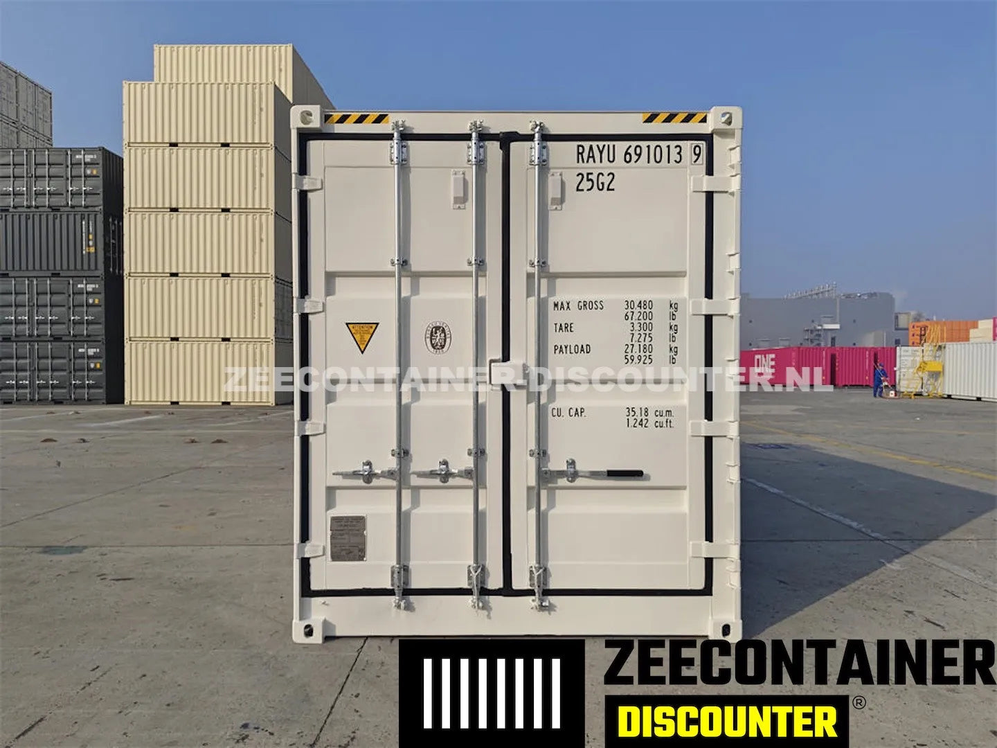 20ft High-Cube Open-Side Zeecontainer (HC-FSA) – RAL 9010 Wit – Nieuw (CSC) - Zeecontainer Discounter