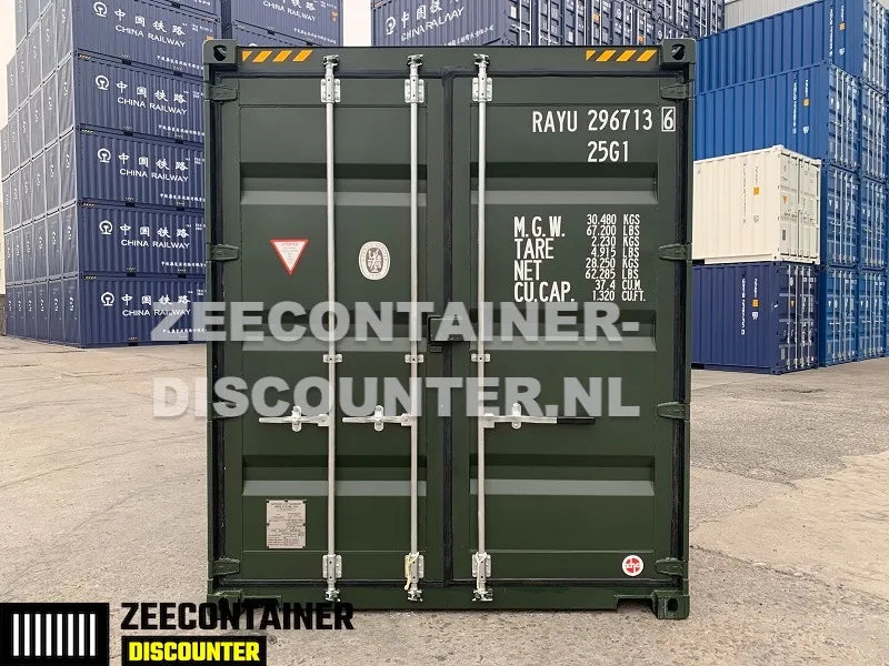 20ft High-Cube Zeecontainer – RAL 6007 Groen – Nieuw (CSC) - Zeecontainer Discounter