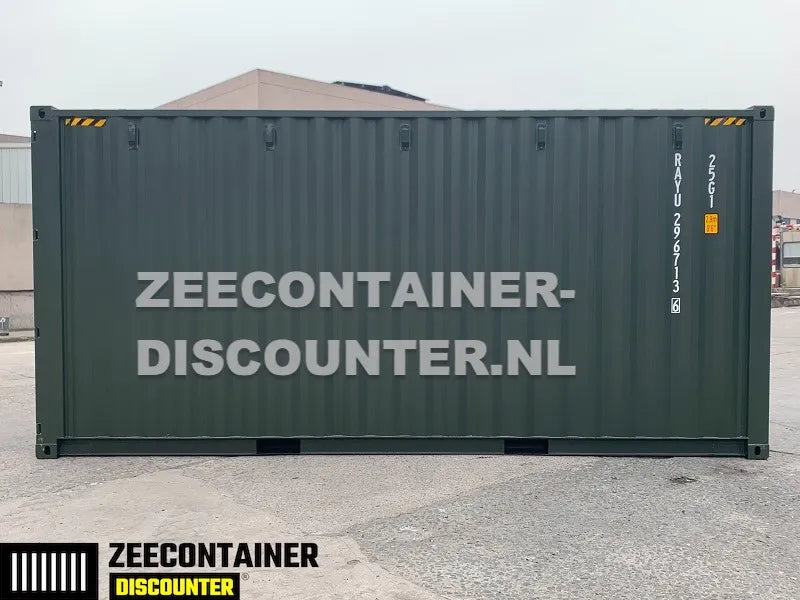 20ft High-Cube Zeecontainer – RAL 6007 Groen – Nieuw (CSC) - Zeecontainer Discounter