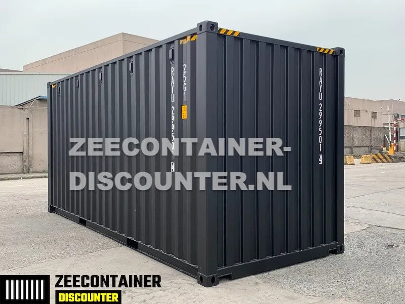 20ft High-Cube Zeecontainer – RAL 9005 Zwart – Nieuw (CSC) - Zeecontainer Discounter