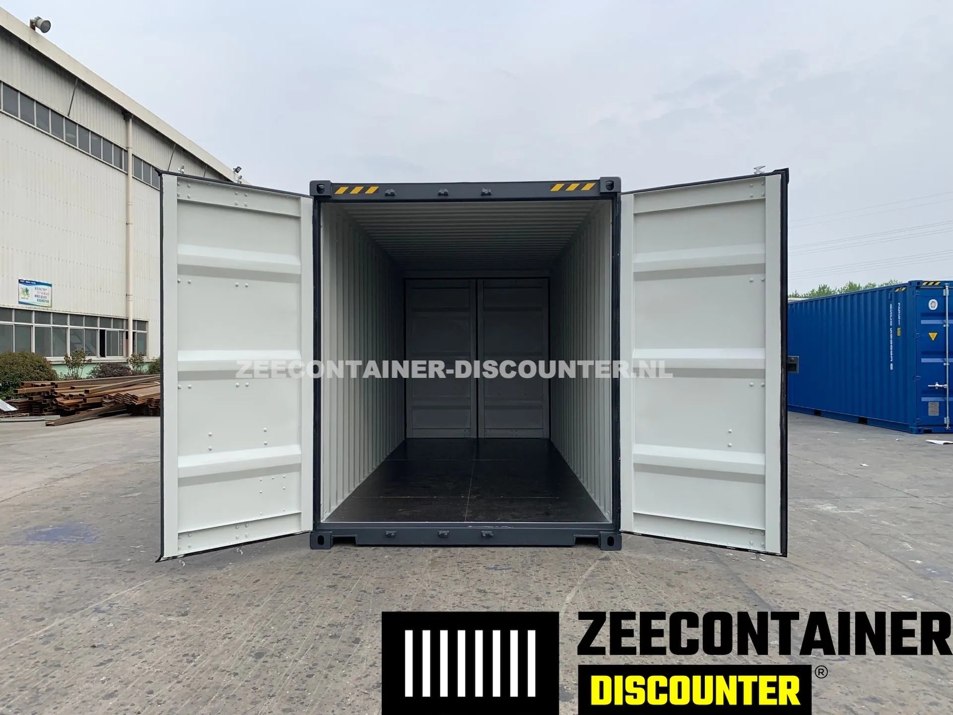 20ft High-Cube Dubbeldeurs Zeecontainer – RAL 7016 Antracietgrijs – Nieuw (CSC) Zeecontainer Discounter
