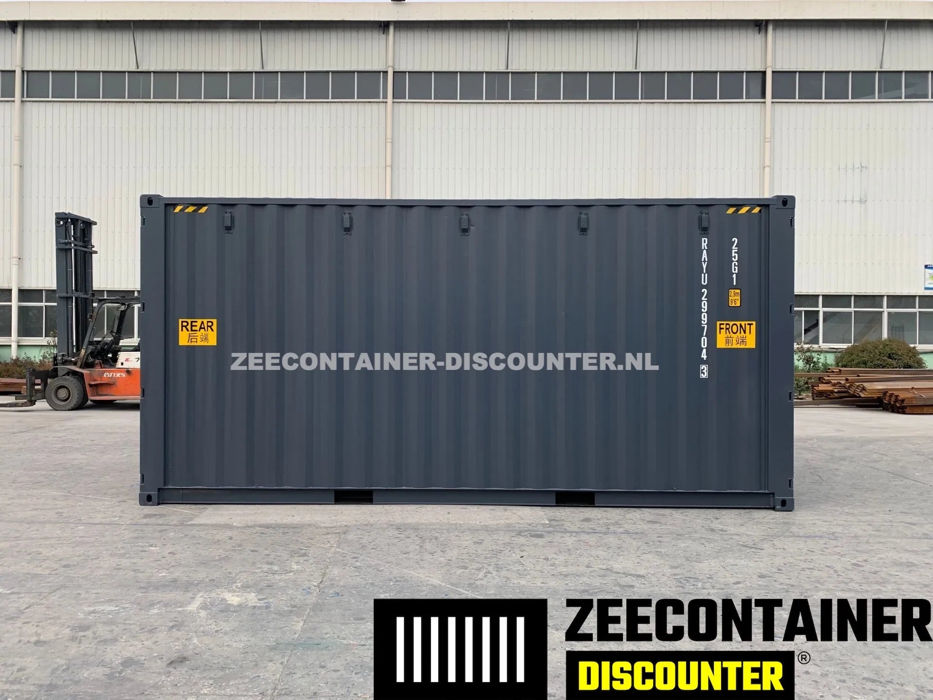 20ft High-Cube Dubbeldeurs Zeecontainer – RAL 7016 Antracietgrijs – Nieuw (CSC) Zeecontainer Discounter