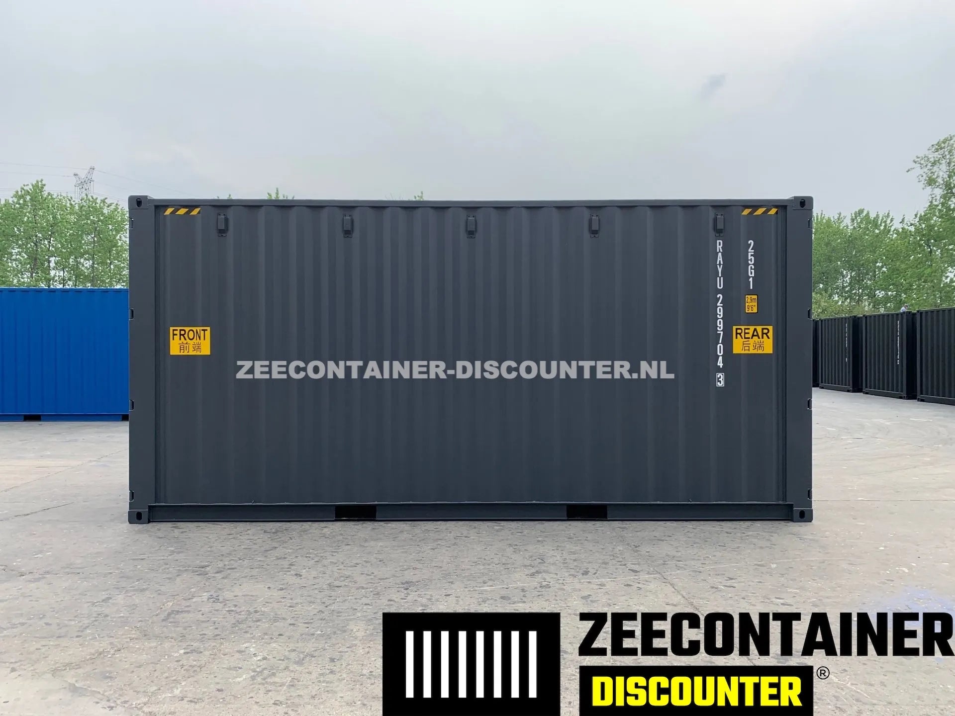 20ft High-Cube Dubbeldeurs Zeecontainer – RAL 7016 Antracietgrijs – Nieuw (CSC) Zeecontainer Discounter