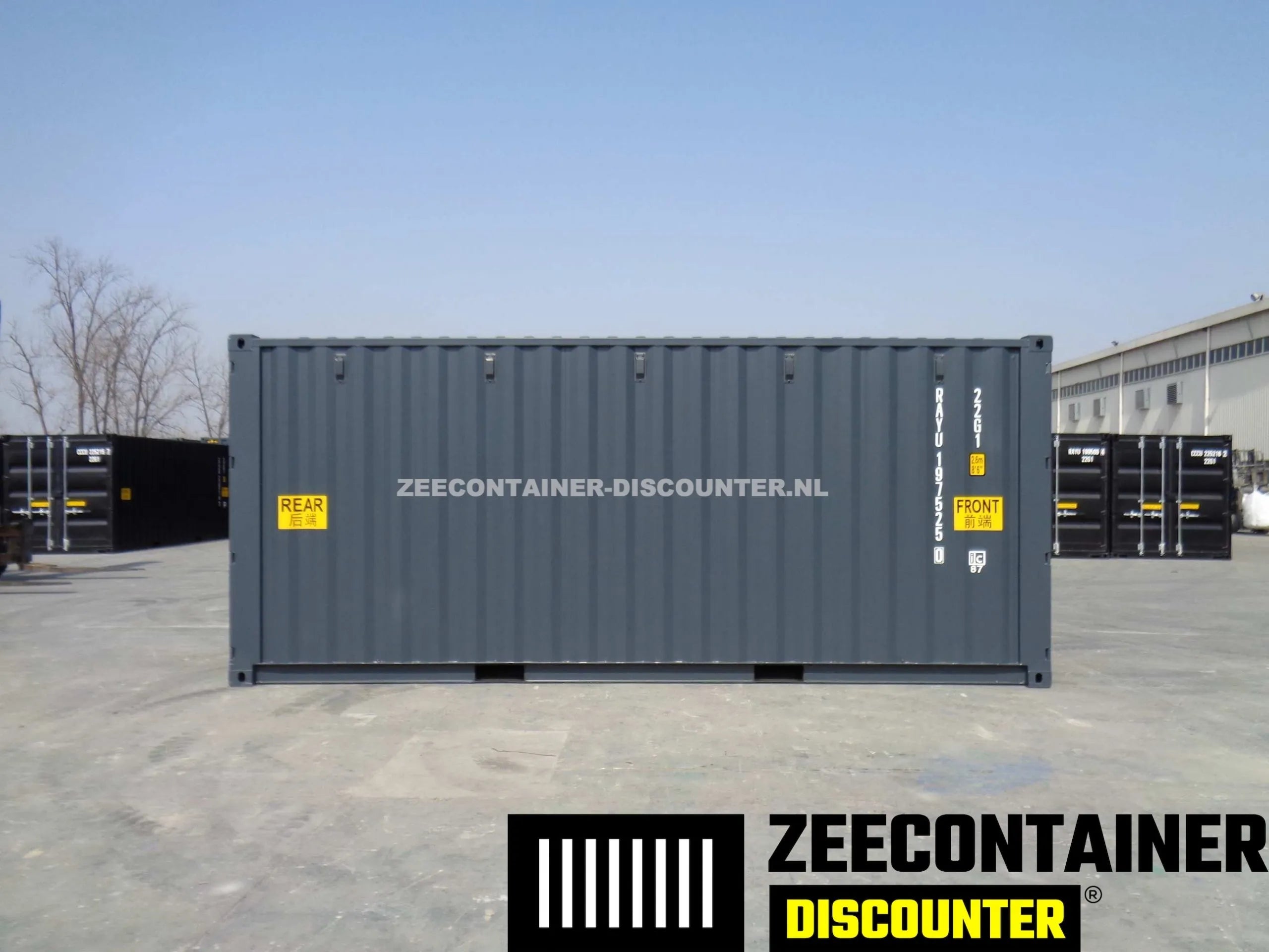20ft Dubbeldeurs Zeecontainer – RAL 7016 Antracietgrijs – Nieuw (CSC) - Zeecontainer Discounter