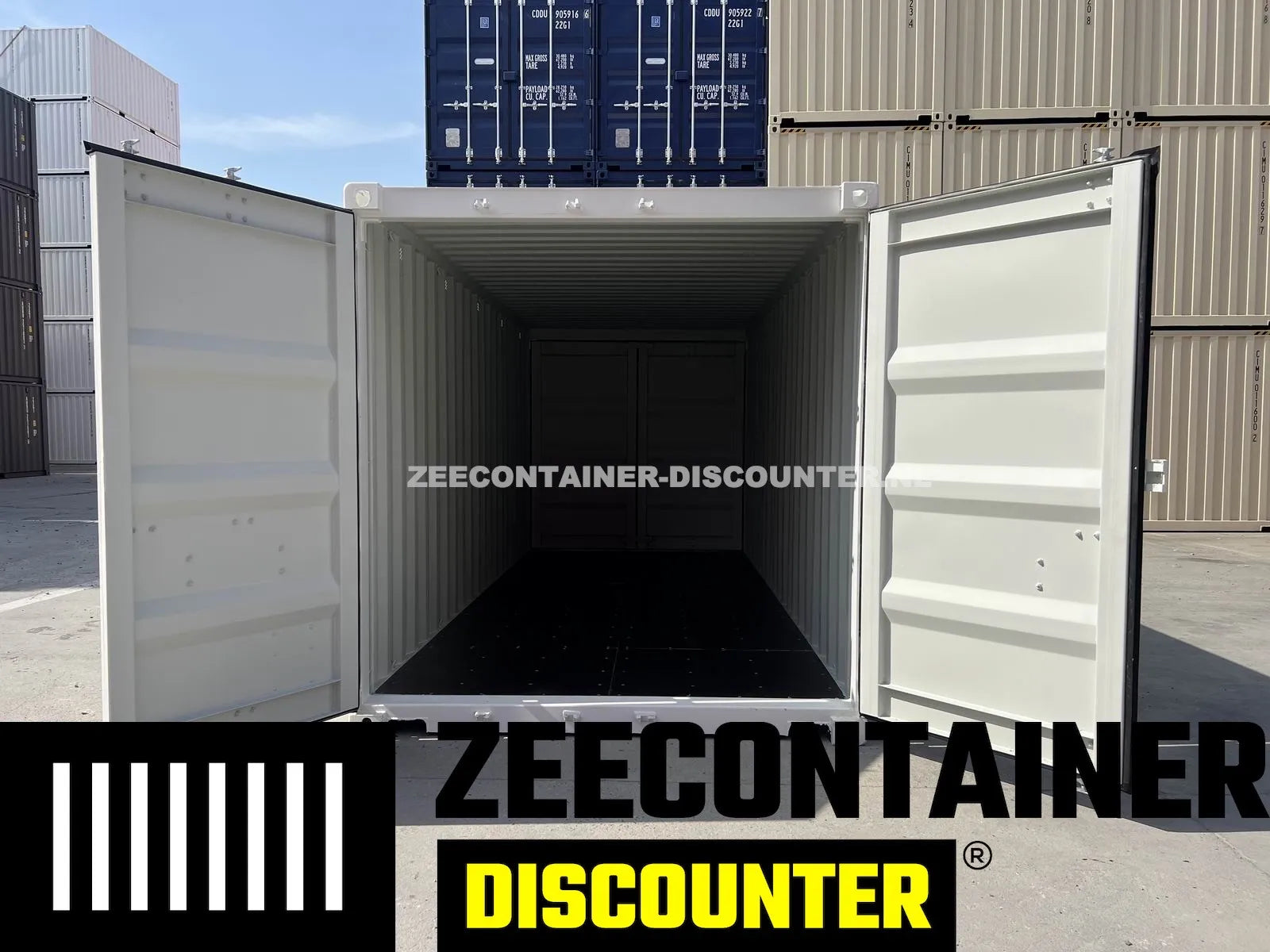 20ft Dubbeldeurs Zeecontainer – RAL 9010 Zuiver wit – Nieuw (CSC) Zeecontainer Discounter