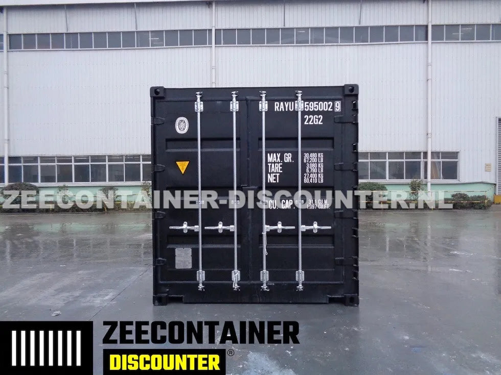 20ft Open-Side (FSA) Zeecontainer – RAL 9005 Zwart – Nieuw (CSC) - Zeecontainer Discounter