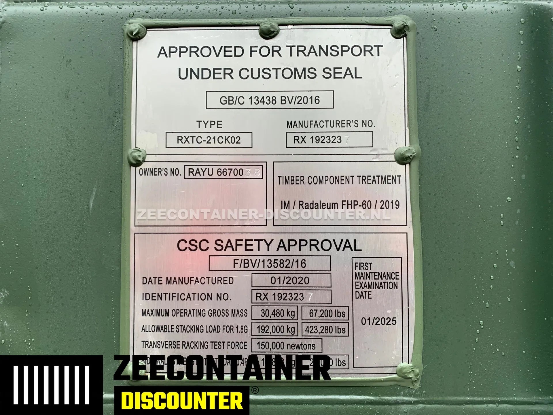 20ft High-Cube Open-Side Zeecontainer (HC-FSA) – RAL 6007 Groen – Nieuw (CSC) - Zeecontainer Discounter