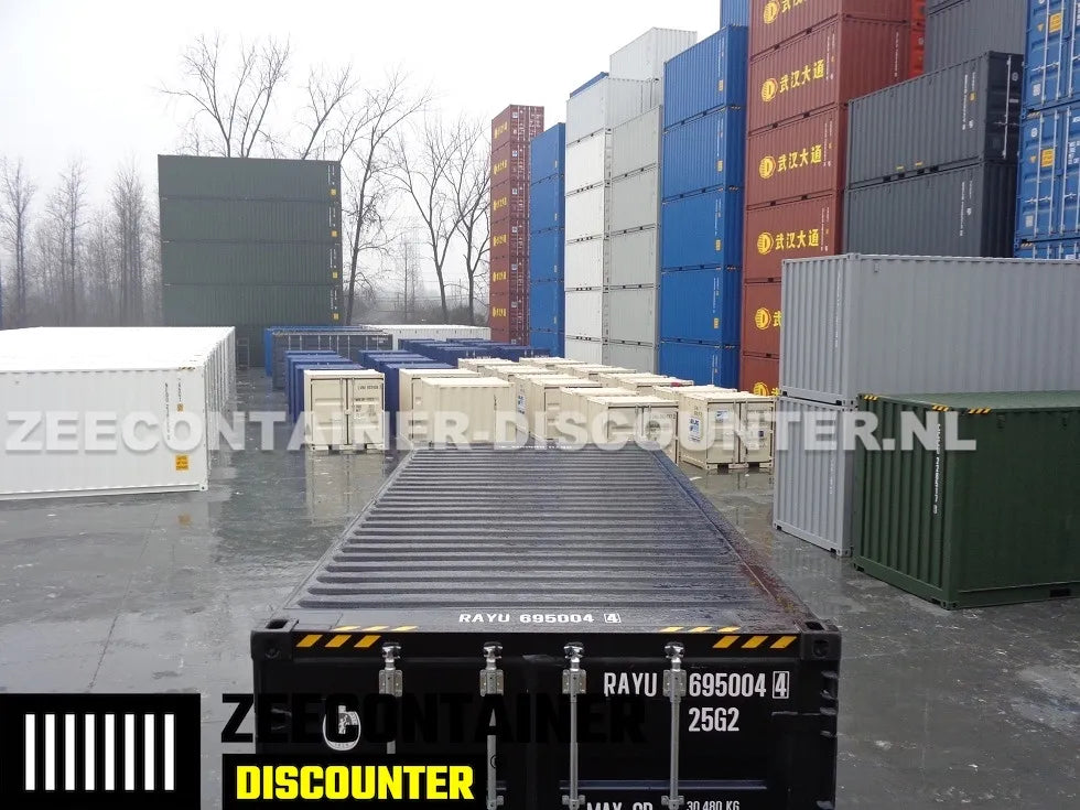 20ft High-Cube Open-Side Zeecontainer (HC-FSA) – RAL 9005 Zwart – Nieuw (CSC) - Zeecontainer Discounter