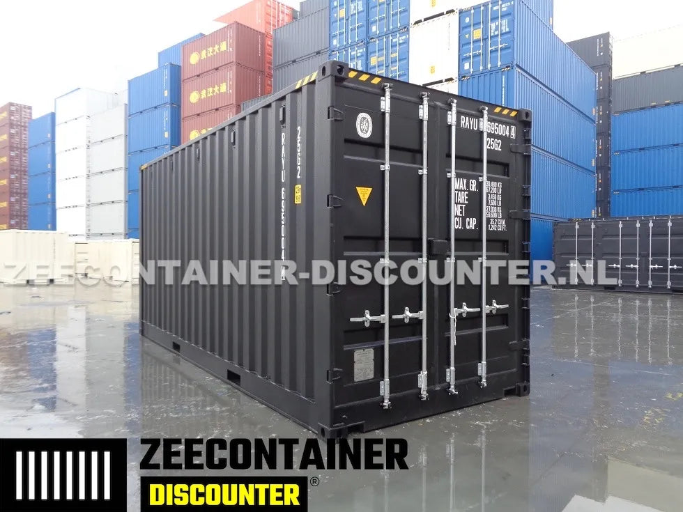 20ft High-Cube Open-Side Zeecontainer (HC-FSA) – RAL 9005 Zwart – Nieuw (CSC) - Zeecontainer Discounter