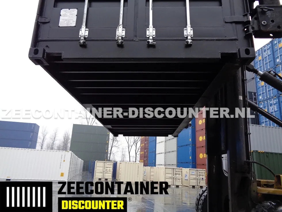 20ft High-Cube Open-Side Zeecontainer (HC-FSA) – RAL 9005 Zwart – Nieuw (CSC) - Zeecontainer Discounter