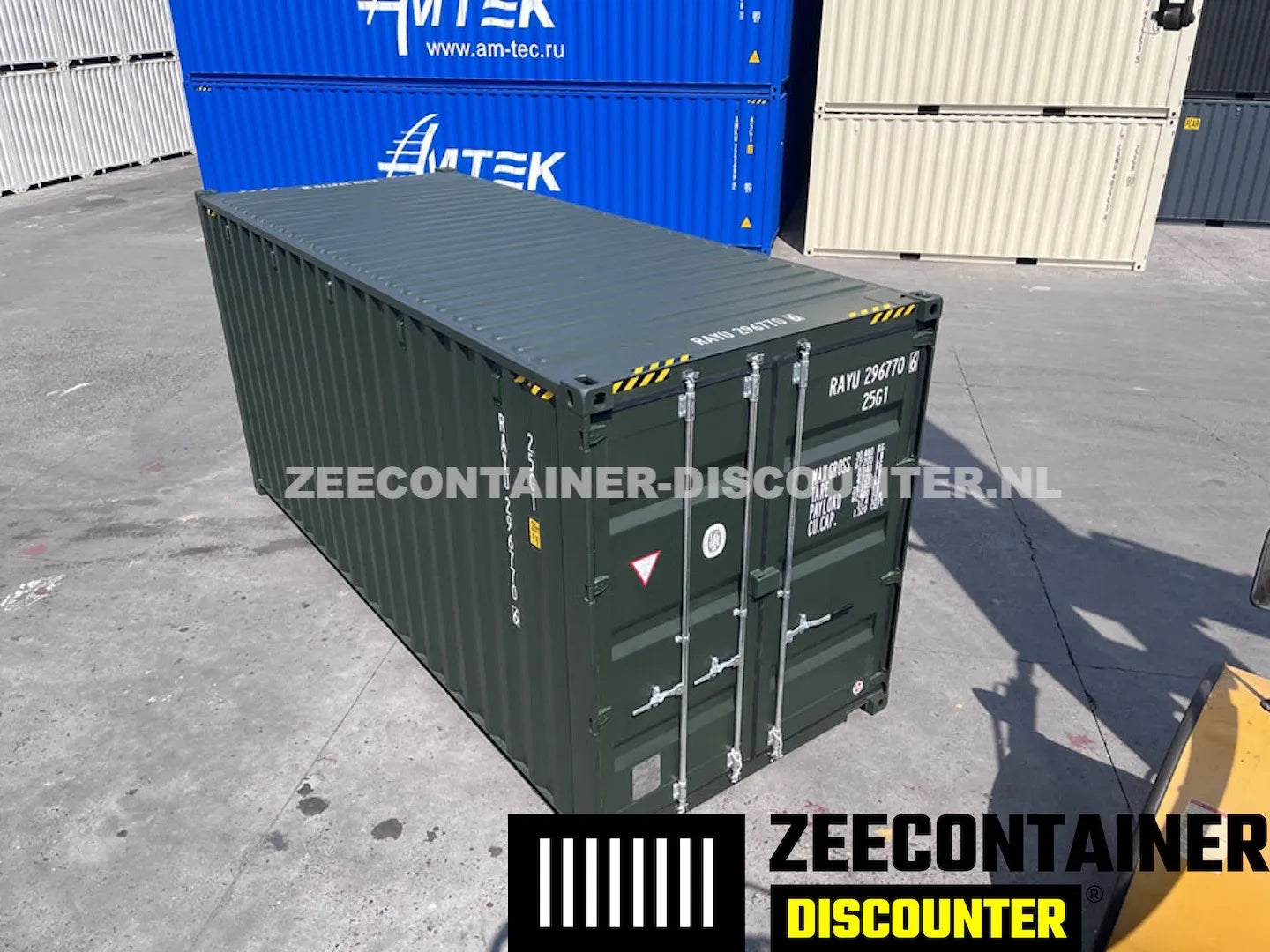 20ft High-Cube Zeecontainer – RAL 6007 Groen – Nieuw (CSC) - Zeecontainer Discounter