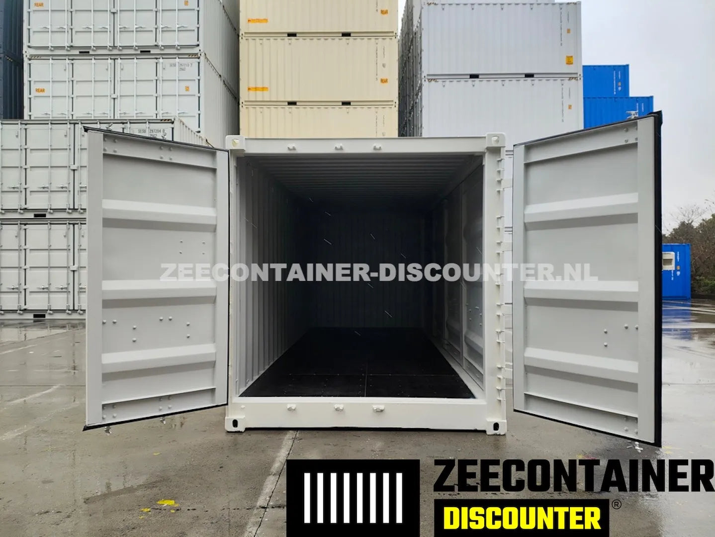 20ft Open-Side (FSA) Zeecontainer – RAL 9010 Wit – Nieuw (CSC) Zeecontainer Discounter