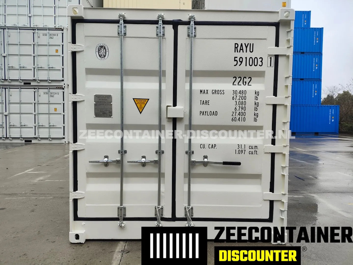 20ft Open-Side (FSA) Zeecontainer – RAL 9010 Wit – Nieuw (CSC) Zeecontainer Discounter