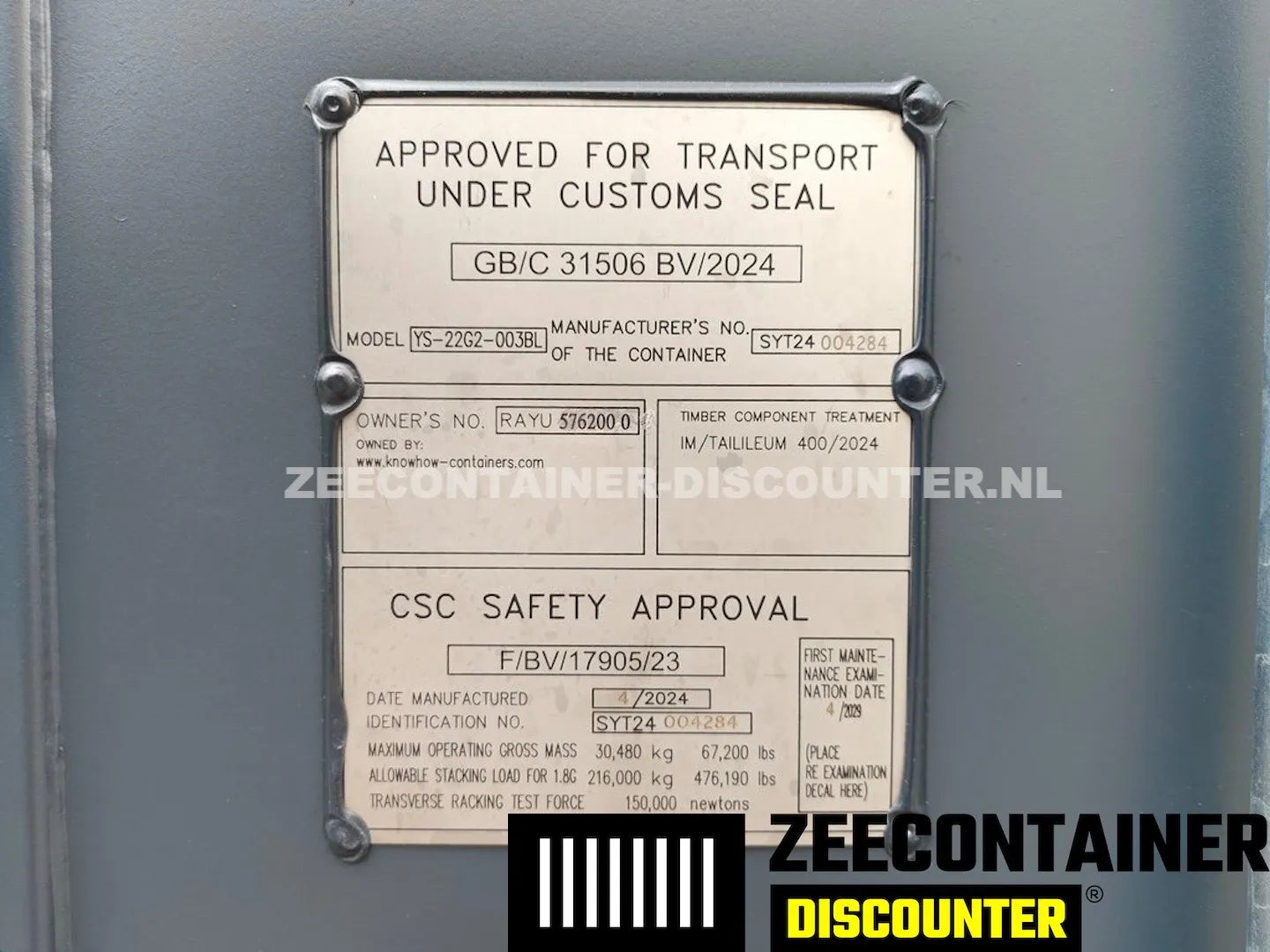 20ft Open-Side-Links (FSA-L) Zeecontainer – RAL 7016 Antracietgrijs – Nieuw (CSC) - Zeecontainer Discounter