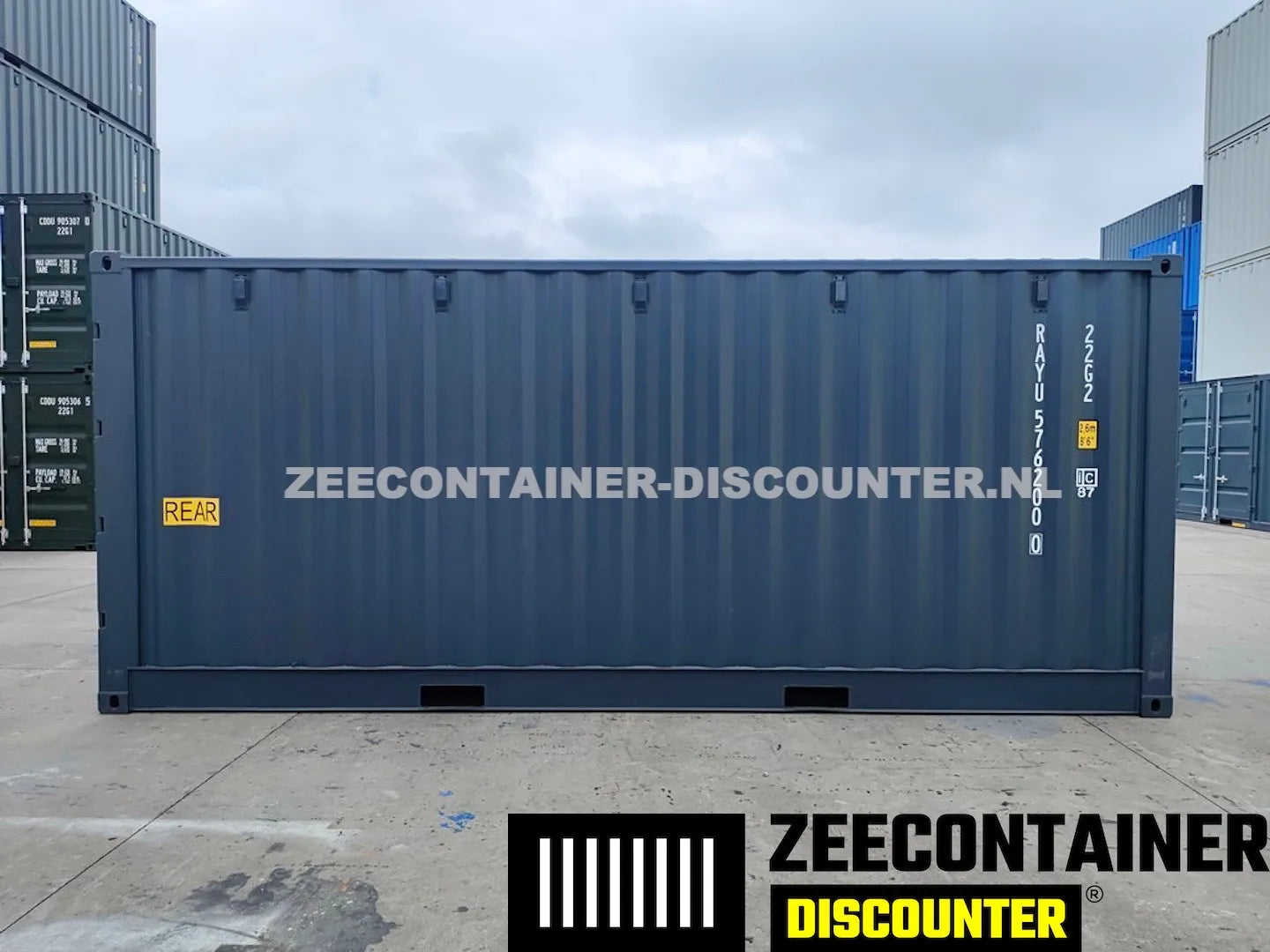 20ft Open-Side-Links (FSA-L) Zeecontainer – RAL 7016 Antracietgrijs – Nieuw (CSC) - Zeecontainer Discounter