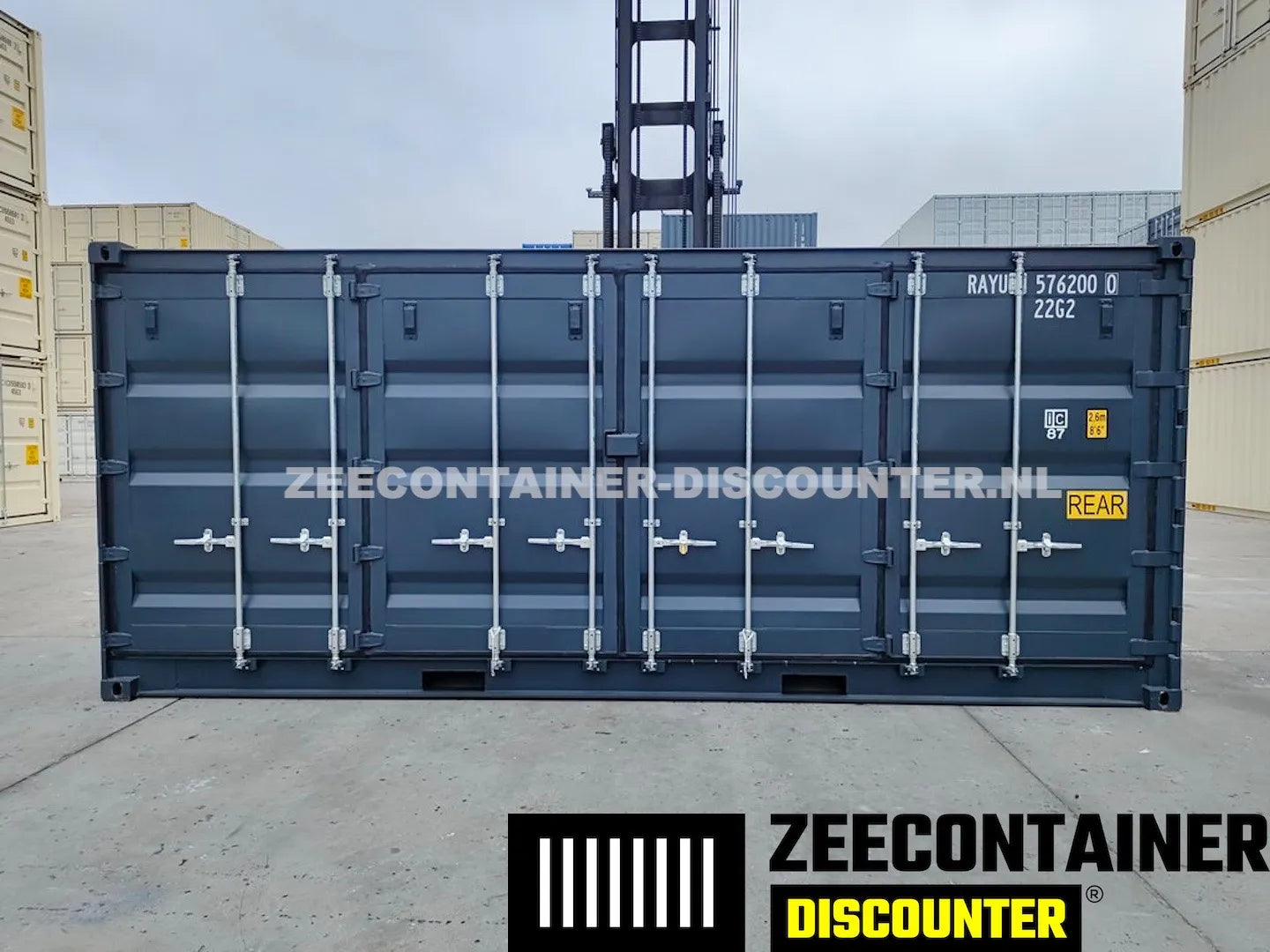 20ft Open-Side-Links (FSA-L) Zeecontainer – RAL 7016 Antracietgrijs – Nieuw (CSC) - Zeecontainer Discounter