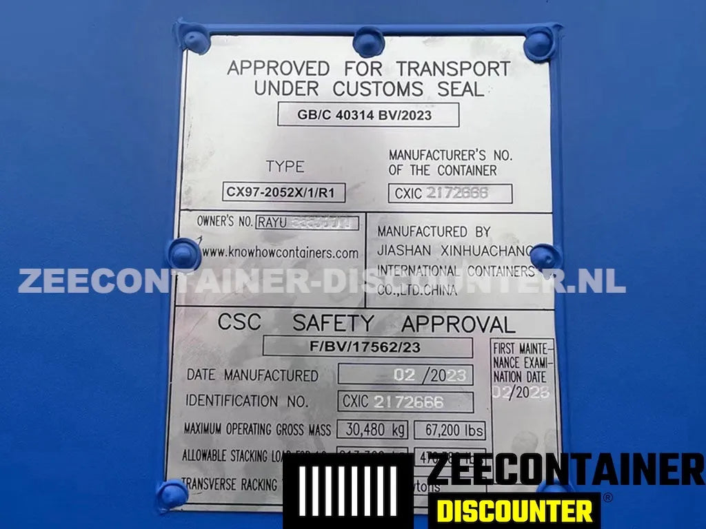 20ft Stalen Vloer Zeecontainer – RAL 7016 Antracietgrijs – Nieuw (CSC) - Zeecontainer Discounter