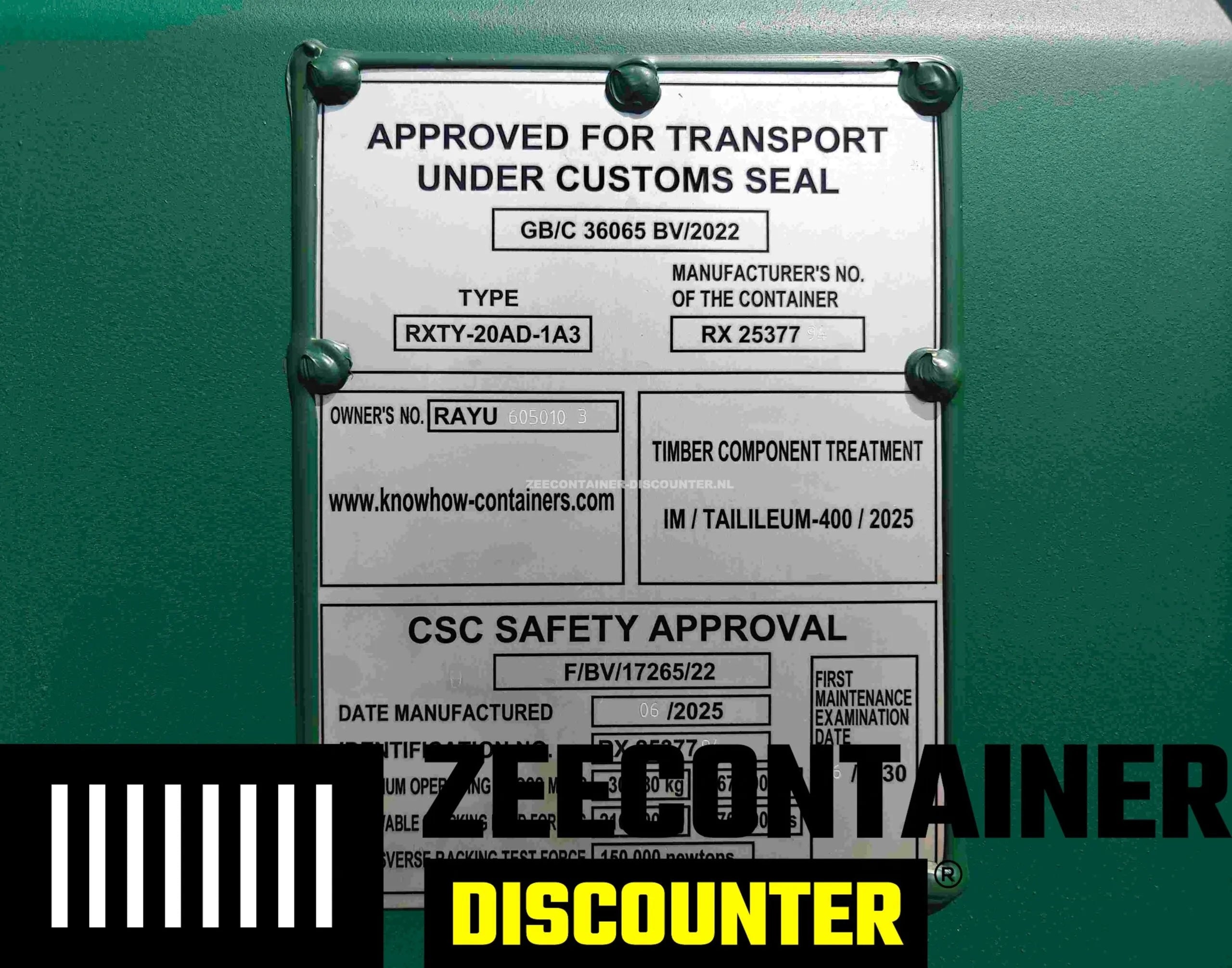 20ft Zeecontainer (Dry Van) – RAL 6005 Mosgroen – Nieuw Zeecontainer Discounter
