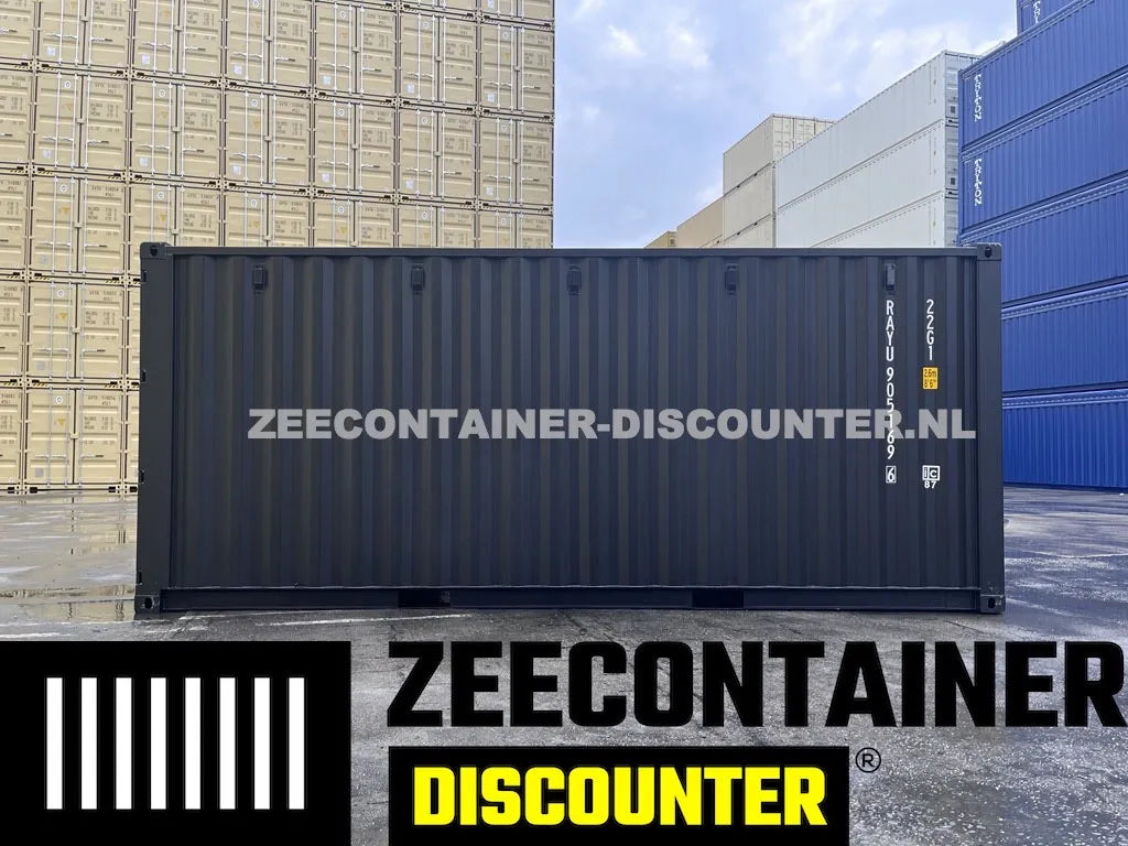 20ft Zeecontainer (Dry Van) – RAL 9005 Gitzwart – Nieuw (CSC) Zeecontainer Discounter