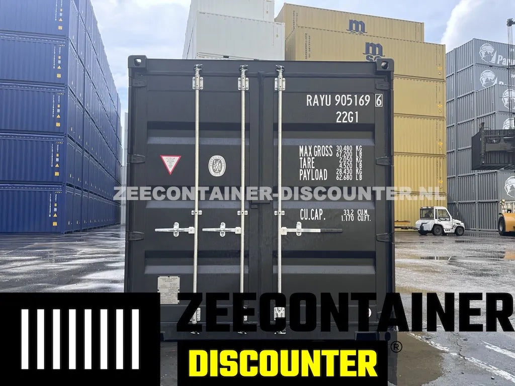 20ft Zeecontainer (Dry Van) – RAL 9005 Gitzwart – Nieuw (CSC) Zeecontainer Discounter