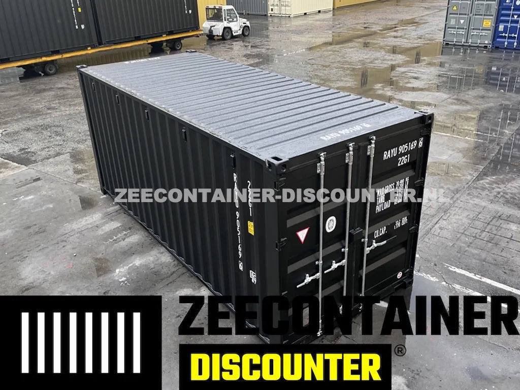 20ft Zeecontainer (Dry Van) – RAL 9005 Gitzwart – Nieuw (CSC) Zeecontainer Discounter