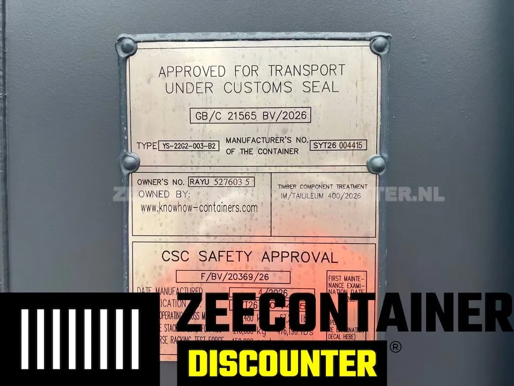 20ft Dubbeldeurs Open-Side (HC-FSA) – Zeecontainer RAL 7016 – Nieuw (CSC) Zeecontainer Discounter