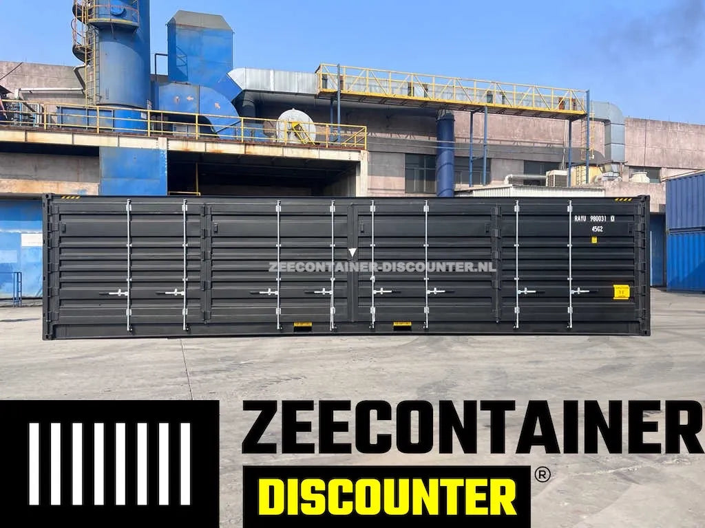40ft High-Cube Open-Side (HC-FSA) – Zeecontainer RAL 9005 – Nieuw (CSC) Zeecontainer Discounter