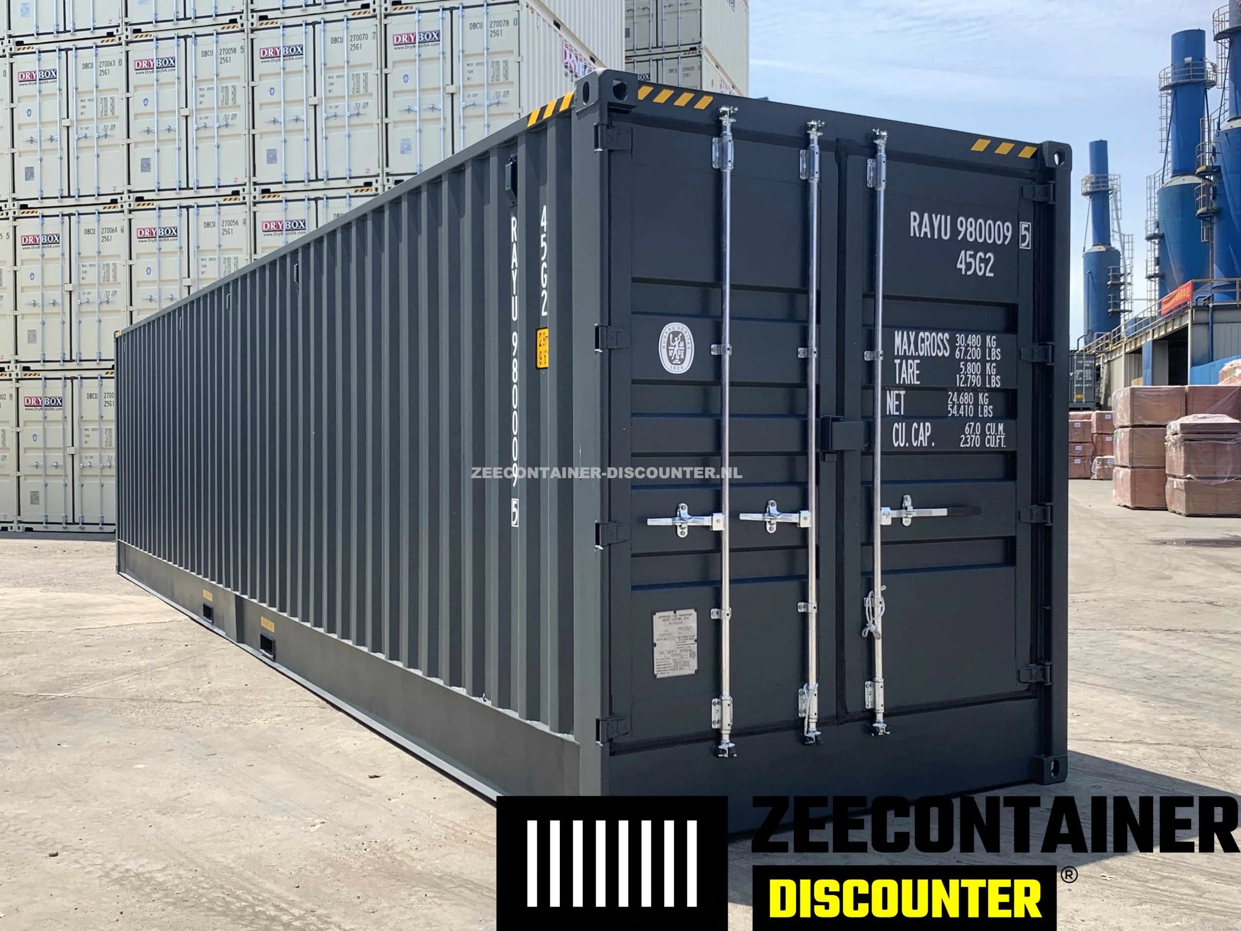 40ft High-Cube Open-Side (HC-FSA) – Zeecontainer RAL 7016 – Nieuw (CSC) - Zeecontainer Discounter