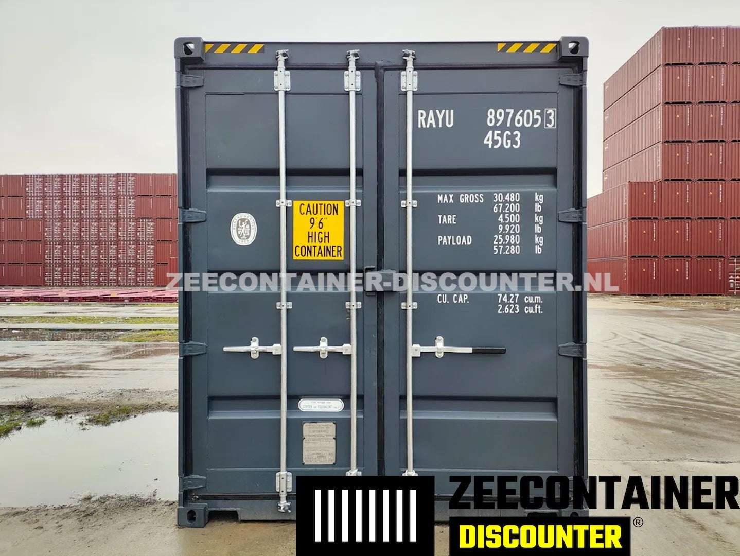 40ft High-Cube met 4 Zijdeuren – Zeecontainer RAL 7016 – Nieuw (CSC) - Zeecontainer Discounter