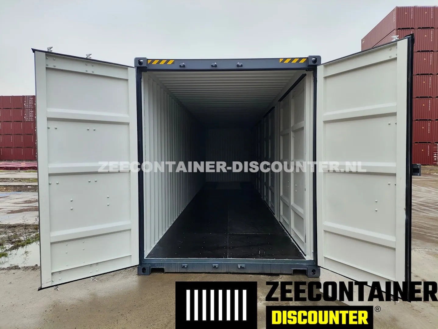 40ft High-Cube met 4 Zijdeuren – Zeecontainer RAL 7016 – Nieuw (CSC) - Zeecontainer Discounter