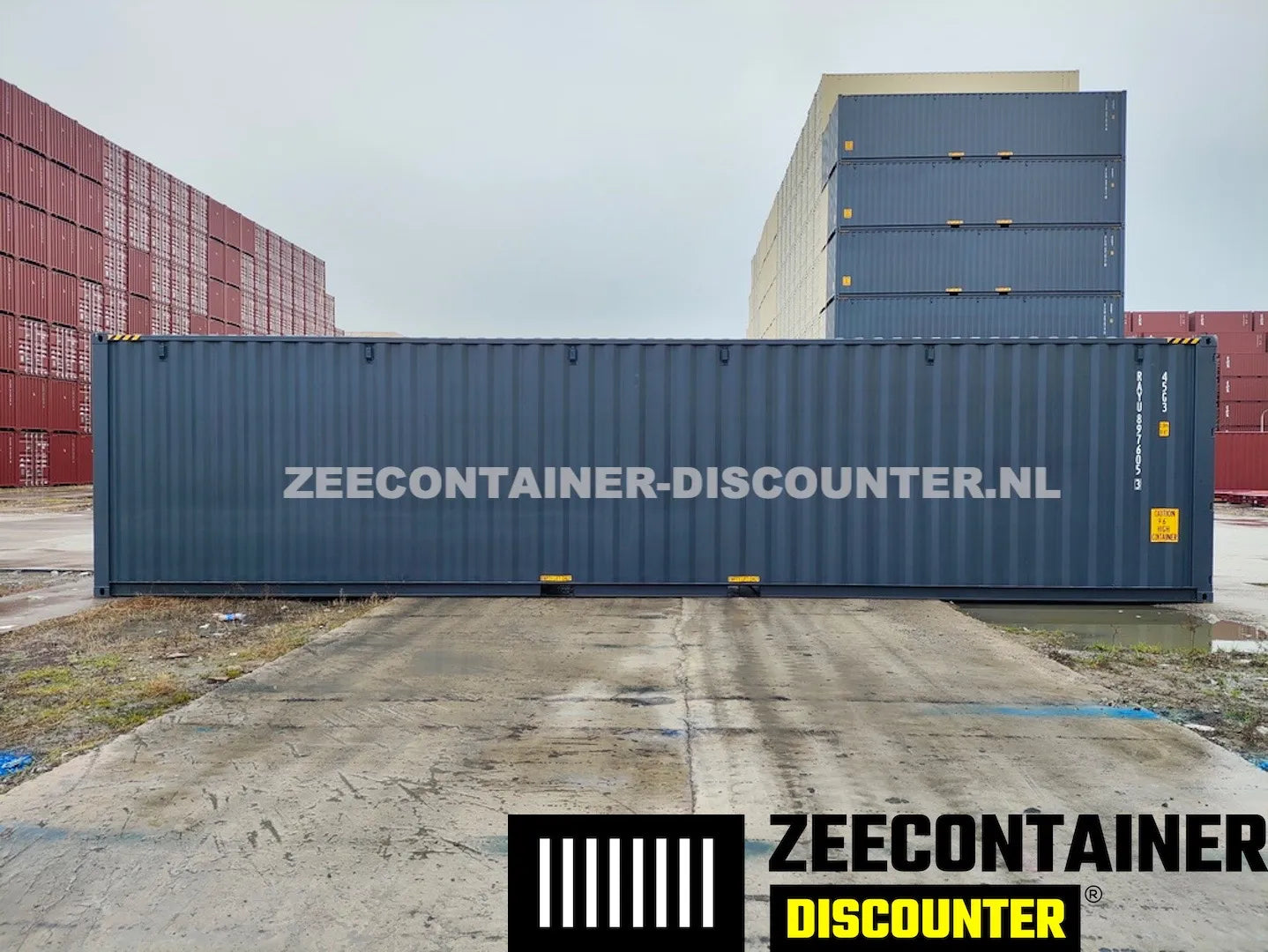 40ft High-Cube met 4 Zijdeuren – Zeecontainer RAL 7016 – Nieuw (CSC) - Zeecontainer Discounter
