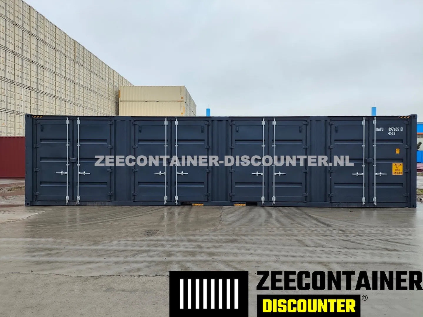 40ft High-Cube met 4 Zijdeuren – Zeecontainer RAL 7016 – Nieuw (CSC) - Zeecontainer Discounter