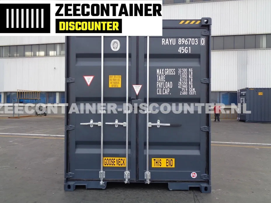40ft High-Cube Dubbeldeurs – Zeecontainer RAL 7016 – Nieuw (CSC) - Zeecontainer Discounter