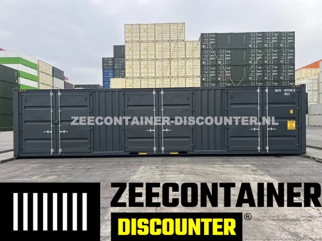 40ft High-Cube met 3 Zijdeuren – Zeecontainer RAL 7016 – Nieuw (CSC) - Zeecontainer Discounter