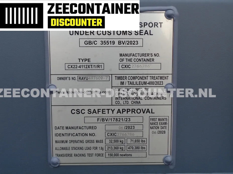 40ft High-Cube Zeecontainer – RAL 7016 Antracietgrijs – Nieuw (CSC) - Zeecontainer Discounter