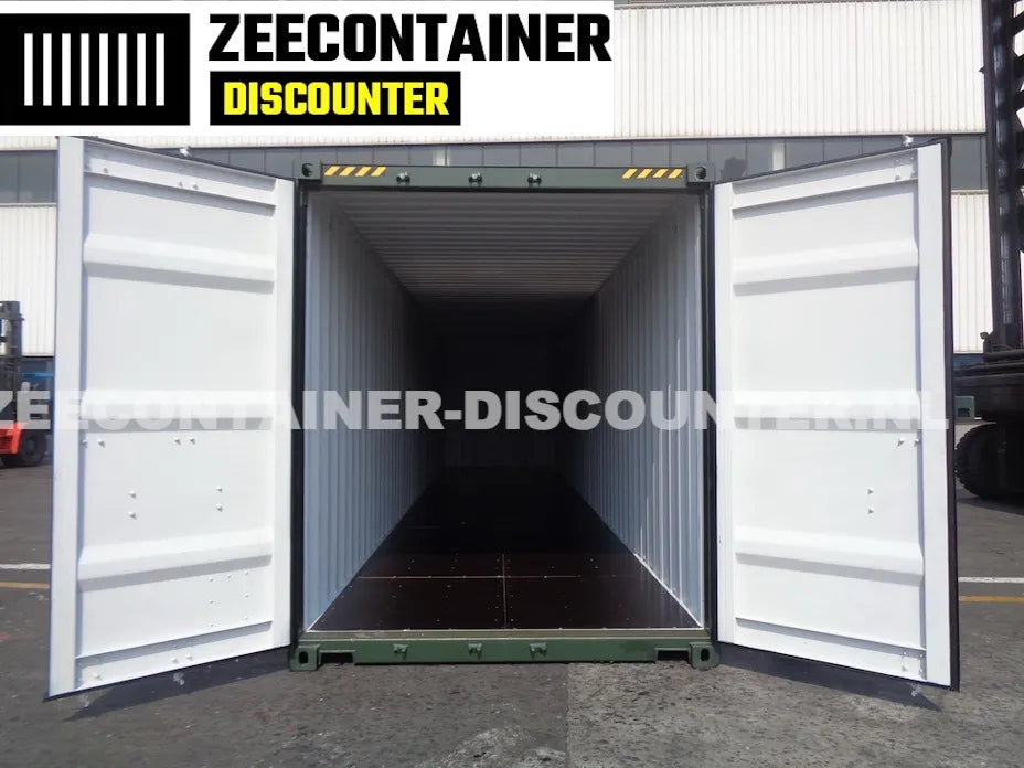 40ft High-Cube Zeecontainer – RAL 6007 Groen – Nieuw (CSC) - Zeecontainer Discounter
