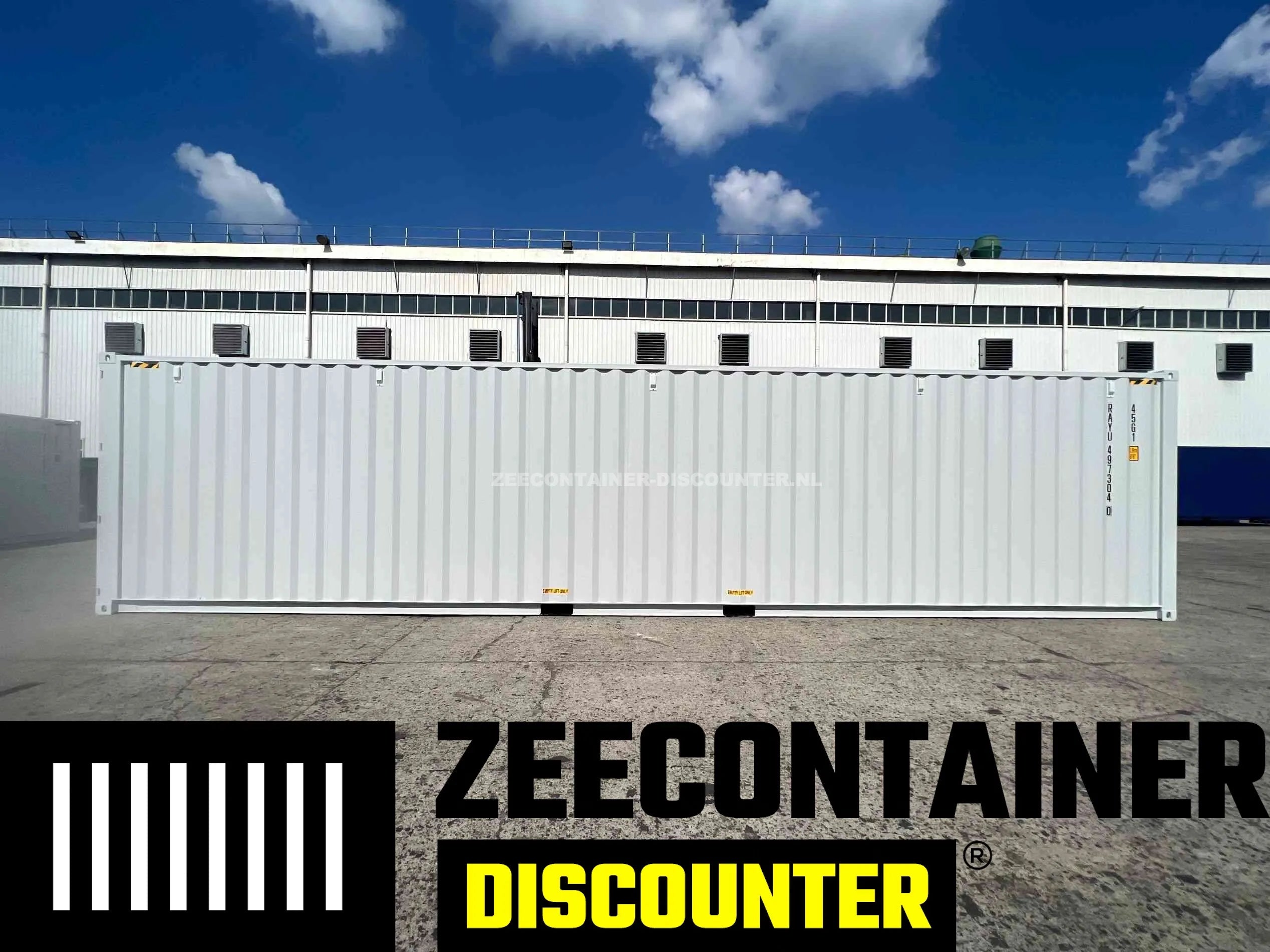 40ft High-Cube Zeecontainer – RAL 7035 Lichtgrijs – Nieuw (CSC) - Zeecontainer Discounter