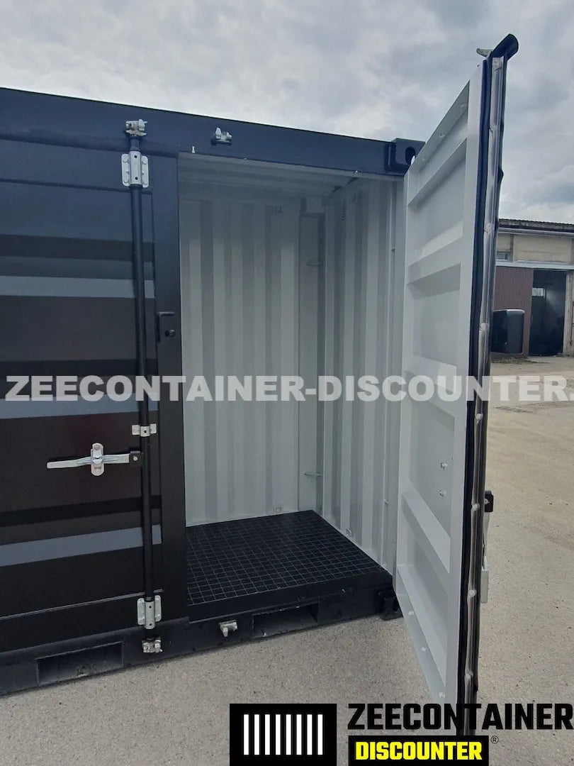4ft opslagcontainer 1530kg Draagvermogen – RAL 9005 Gitzwart – Nieuw - Zeecontainer Discounter