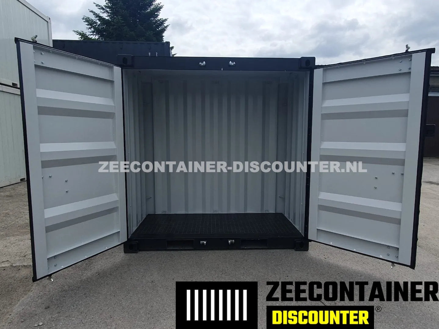 4ft opslagcontainer 1530kg Draagvermogen – RAL 9005 Gitzwart – Nieuw - Zeecontainer Discounter