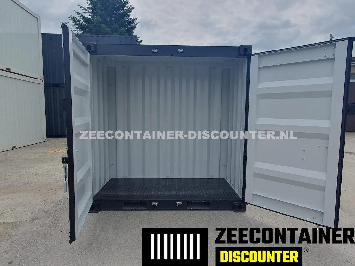 4ft opslagcontainer 1530kg Draagvermogen – RAL 9005 Gitzwart – Nieuw - Zeecontainer Discounter