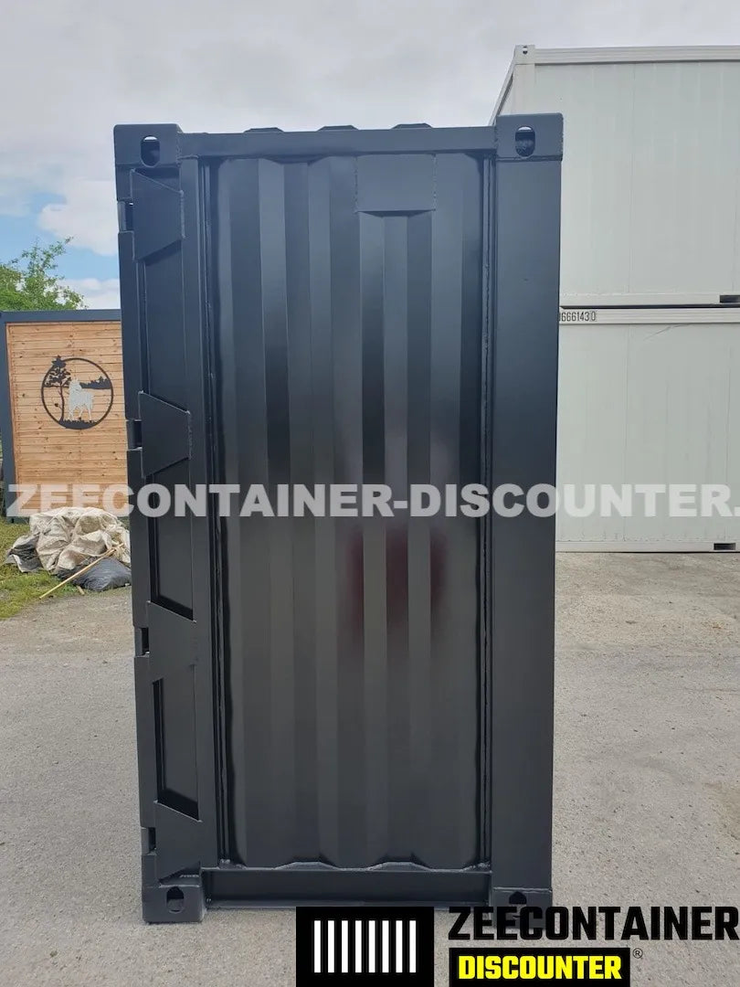 4ft opslagcontainer 1530kg Draagvermogen – RAL 9005 Gitzwart – Nieuw - Zeecontainer Discounter